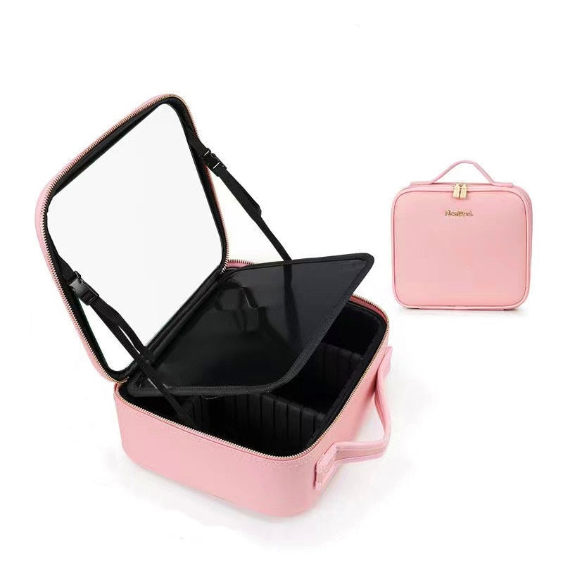 Cosmetic Bag with LED Light and Mirror